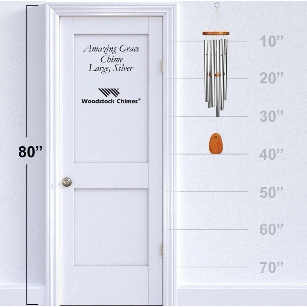 Woodstock Chimes Amazing Grace LARGE Wind Chime Silver, New In Box